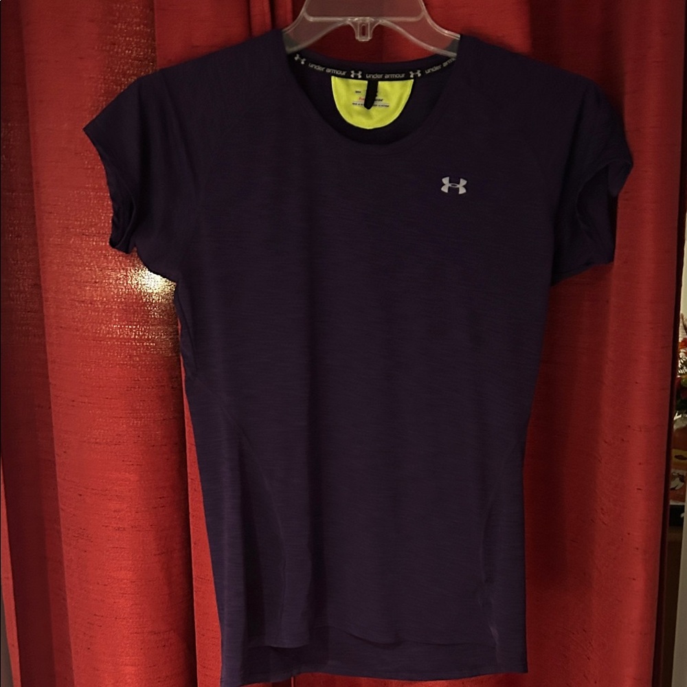 Under Armour Purple Performance Crew Tee with Neon Trim